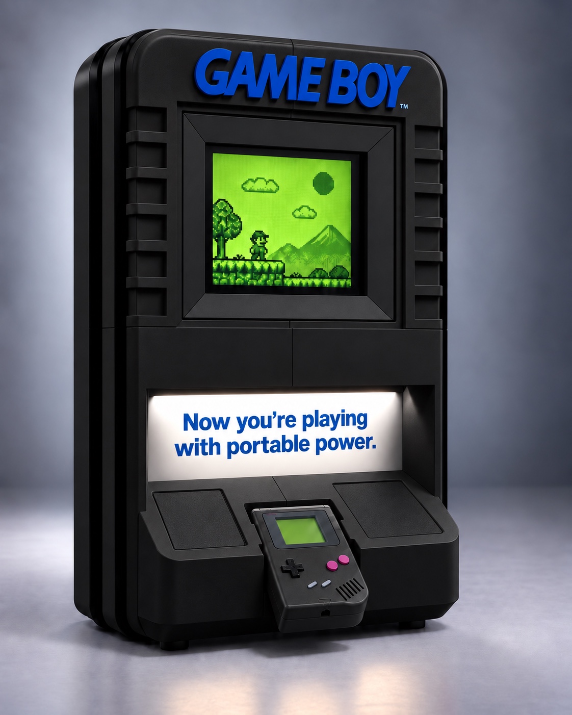 Deep Black Game Boy-inspired kiosk