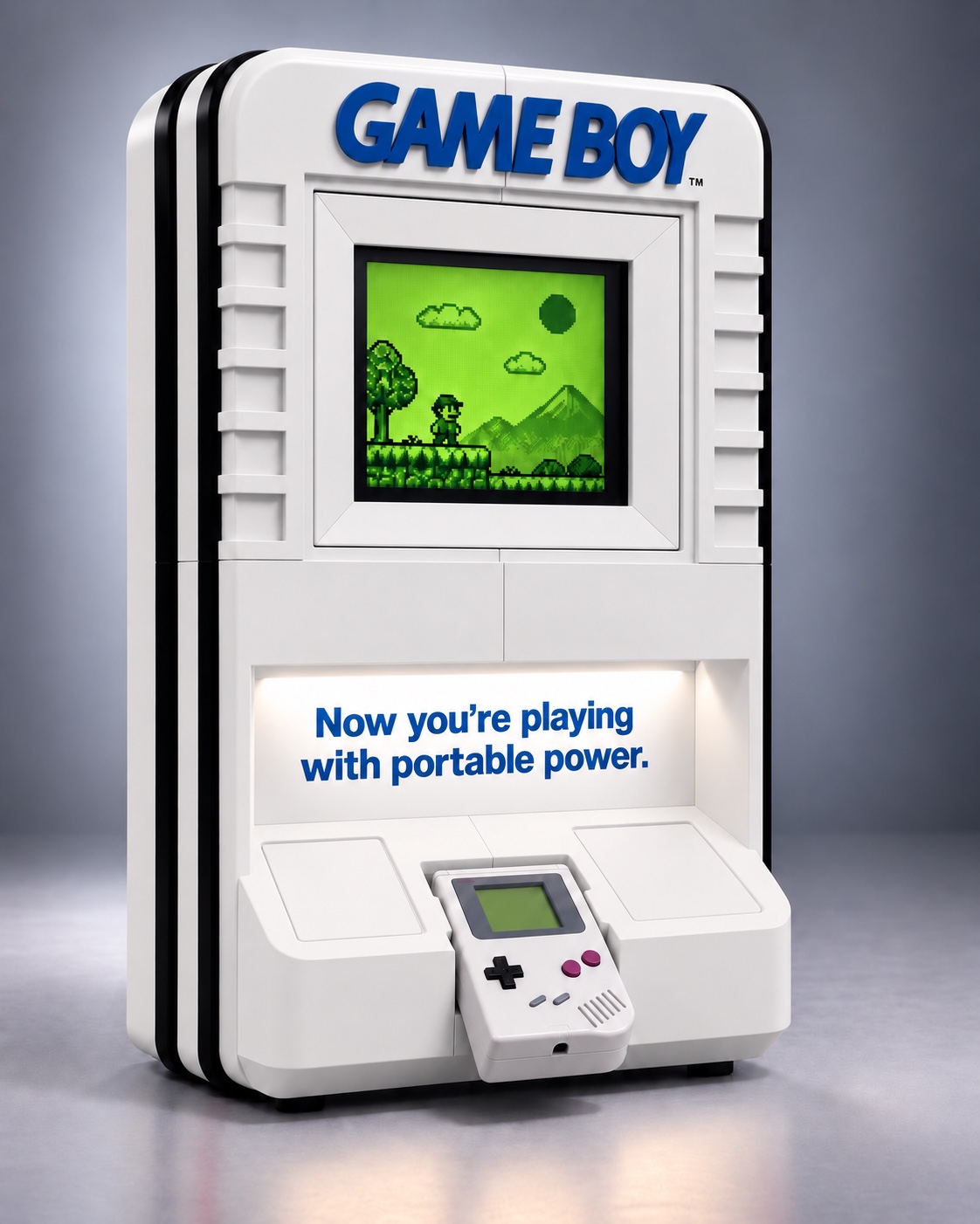 Traditional White Game Boy-inspired kiosk